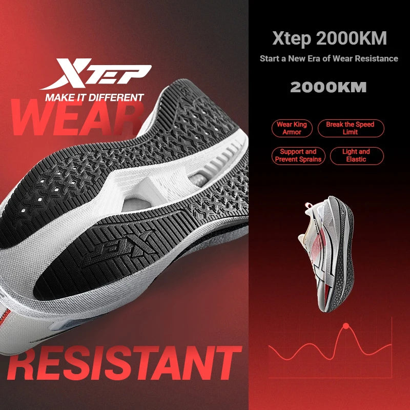 XTEP 2000km 5.0 Running Shoes Soft Universal Sneakers Cushion Durable Jogging Wear-Resistant Lightweight Shoes